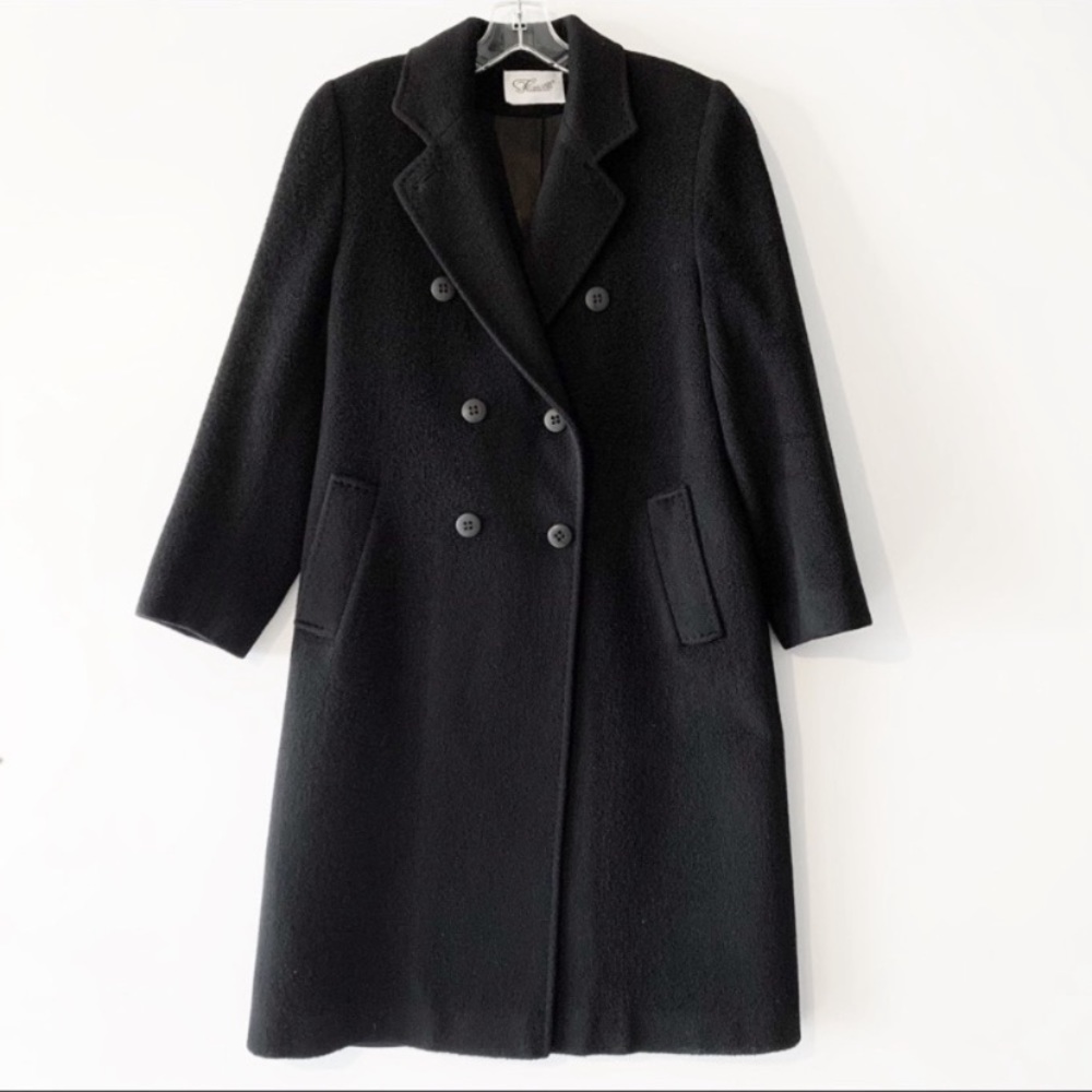 FLEURETTE Double Breasted Black Coat